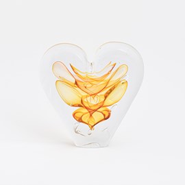 Glass sculpture Heart red / brown