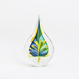 Glass Sculpture Drop Green, Blue, Yellow