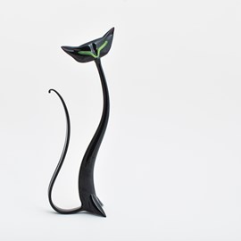 Glass sculpture Black Sphinx